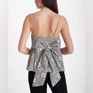 Sz XS Express Printed Square Neck Tie Back Peplum Cami